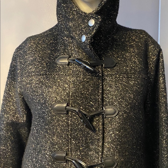 Coach Charcoal Hooded Toggle Wool Coat L - Picture 8 of 15